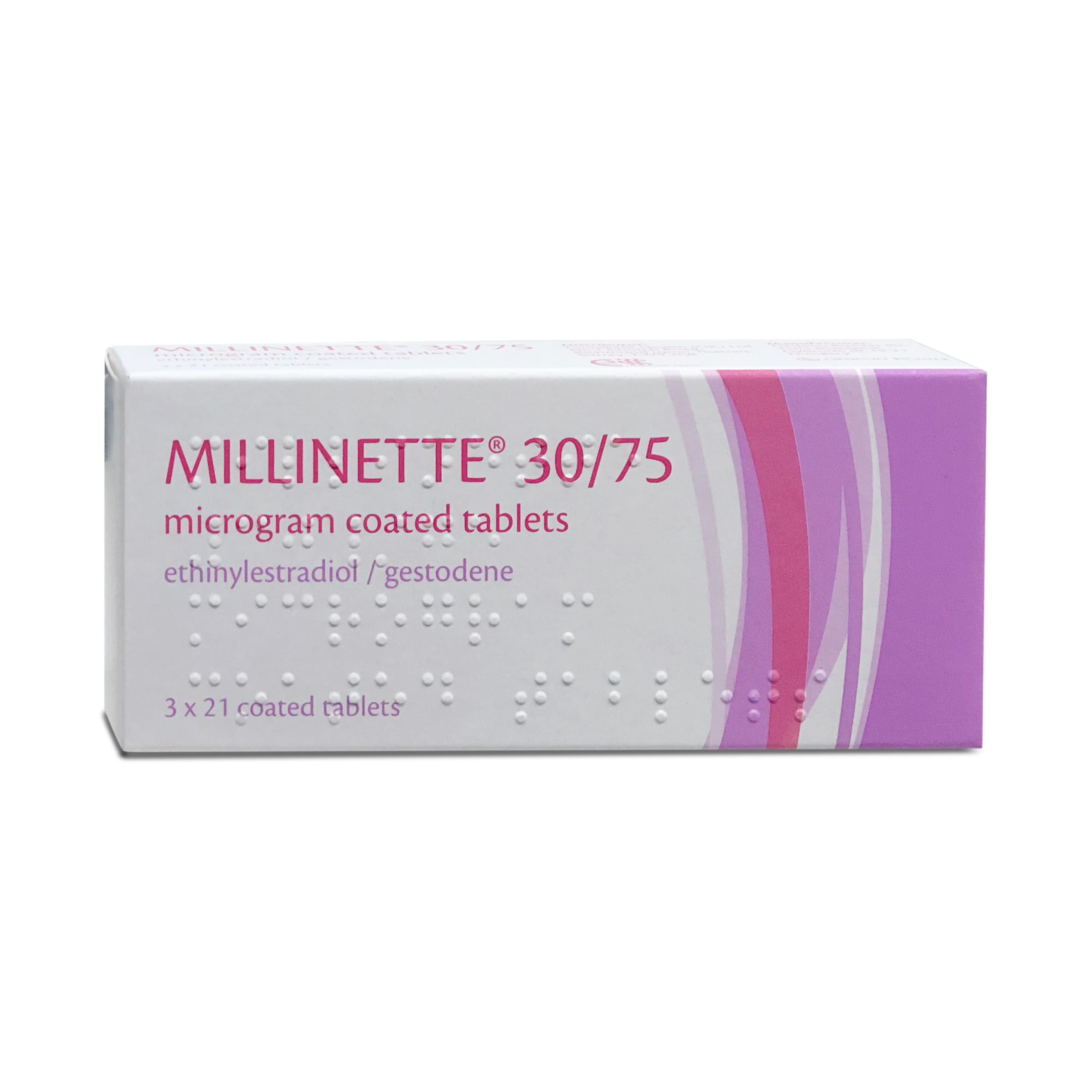 Millinette 30/75mcg 3 x 21 tablets Gedeon Richter pink box
